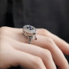 Vintage distressed turnable lapis lazuli vajra ring