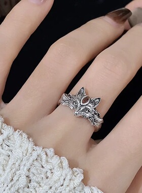 九尾狐戒指女复古民族风国潮时尚