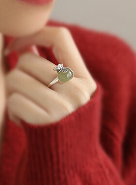 复古小香包钱袋铜钱戒指民族风