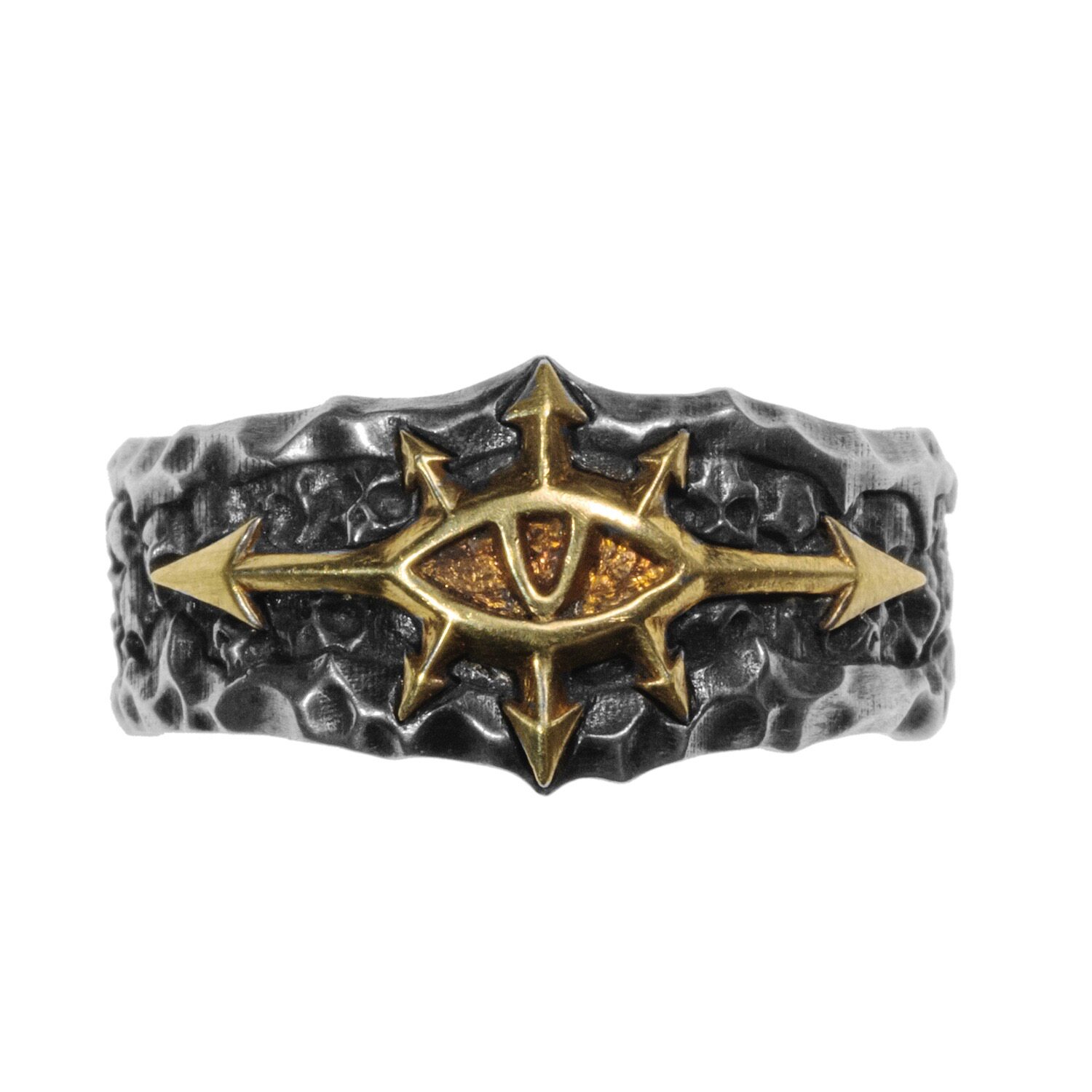 Retro Starforged black expedition Champion Abaddon emblem male domineering personality trendy open ring
