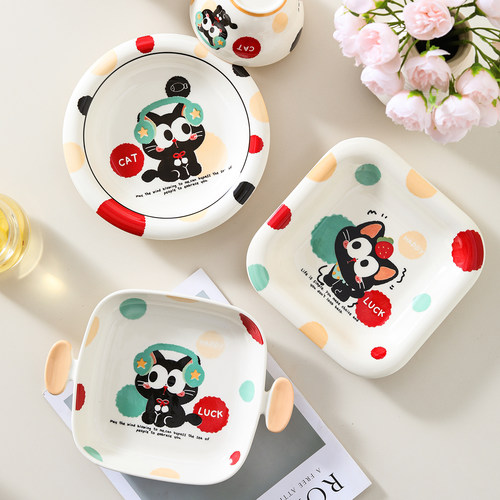 釉下彩陶瓷碗菜盘子家用餐具可爱卡通个人专用饭碗2025新款高颜值 - 图2