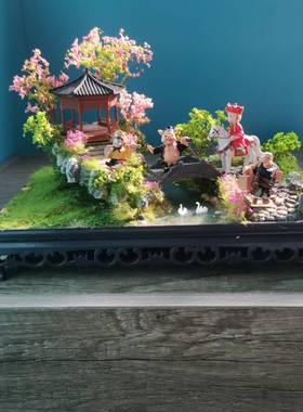 中式古风沙盘造景装饰摆件