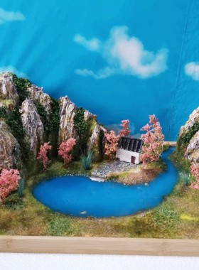 纯手工沙盘山水手办摆件拍摄背景