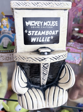 尾单 复古卡通 1928蒸汽船米奇家居装饰陶瓷摆件 花瓶 生日礼物