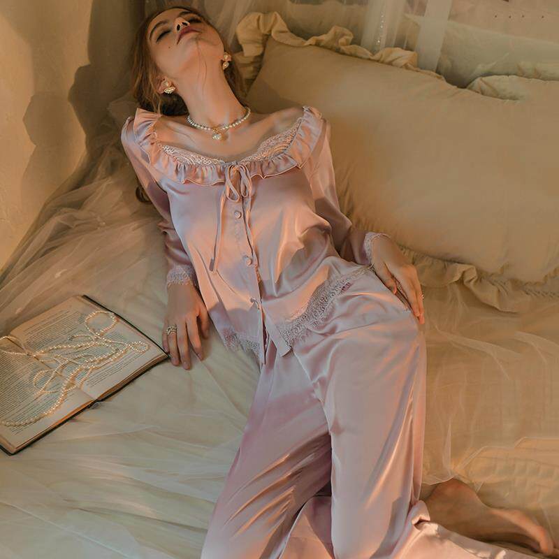 Pure lust style ice silk long sleeve two piece set