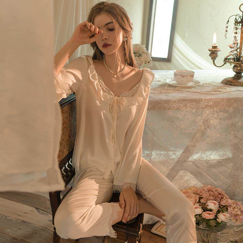 Pure lust style ice silk long sleeve two piece set