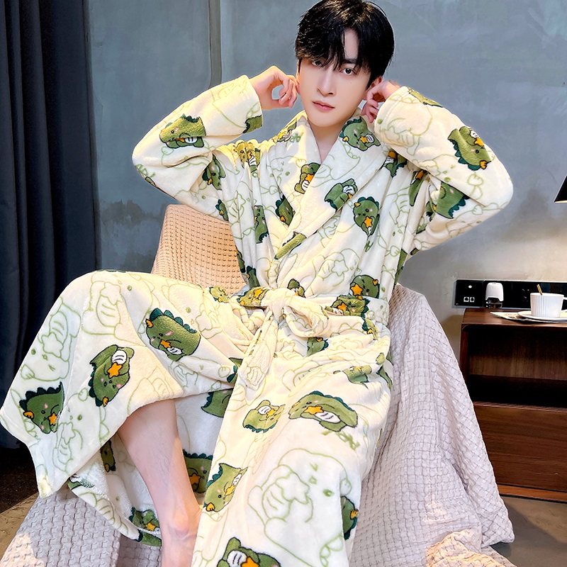 睡袍睡衣男秋冬季加厚珊瑚绒大码外穿浴袍保暖长袖春秋法兰绒新款,淘宝优惠券,粉丝福利购,淘宝优惠卷