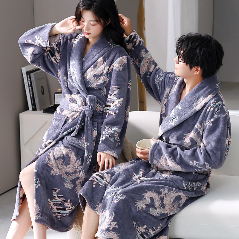 情侣睡袍男女秋冬季加厚珊瑚绒保暖长袖春秋法兰绒睡衣可外穿浴袍,淘宝优惠券,粉丝福利购,淘宝优惠卷