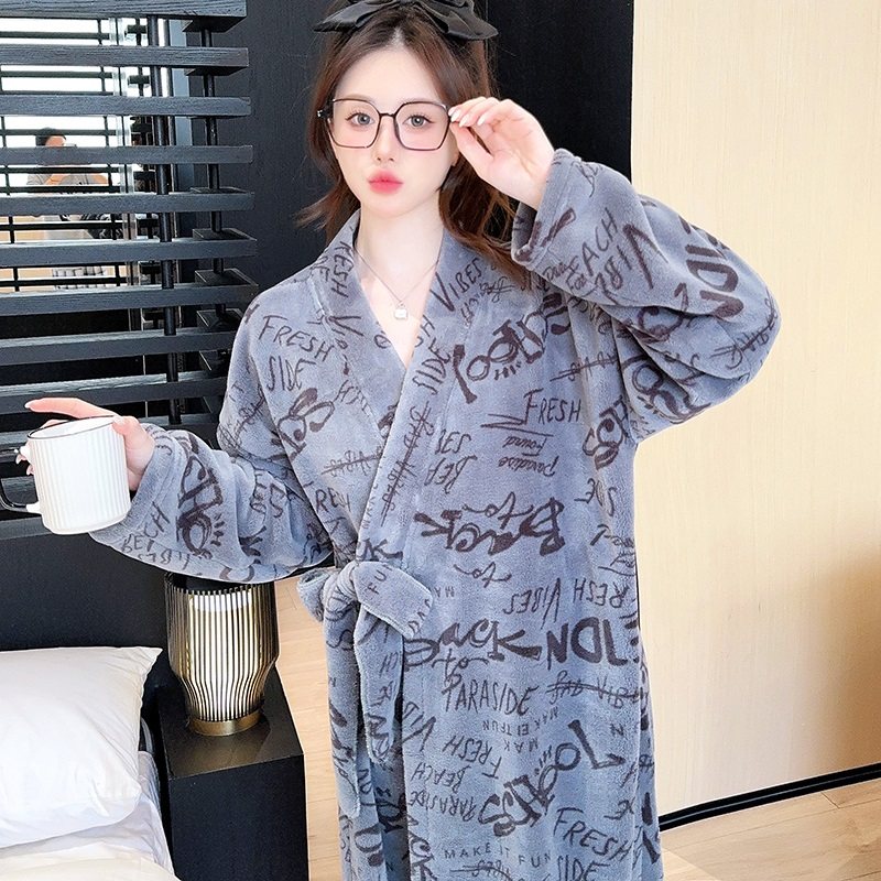 和服睡袍女秋冬季加厚珊瑚绒保暖长袖春秋法兰绒新款睡衣外穿浴袍,淘宝优惠券,粉丝福利购,淘宝优惠卷