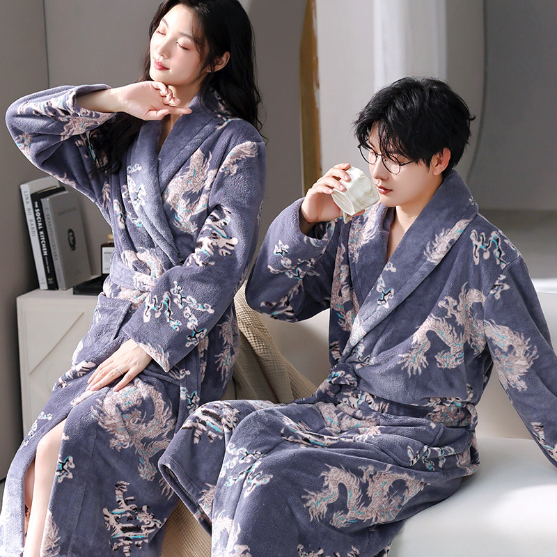 情侣睡袍男女秋冬季加厚珊瑚绒保暖长袖春秋法兰绒睡衣可外穿浴袍,淘宝优惠券,粉丝福利购,淘宝优惠卷
