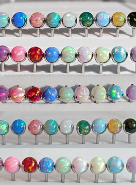 澳宝彩色球耳钉欧泊耳骨钉唇钉舌钉耳饰 F136钛合金/医用钛钢可选