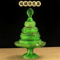 L Tibetan Supplies Glazed Manza Pan Manda for Mancha Romeo Myitong Buddha with big number of green
