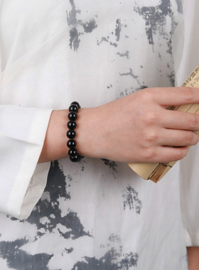 男女乌金黑曜石手链貔貅纯天然