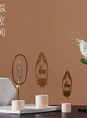 美式风设计师客厅卧室树叶摆件