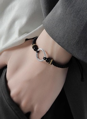 S925银平安扣手链男士高级感