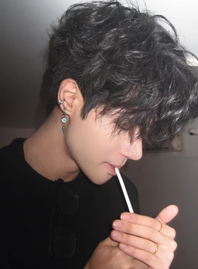 S925银蓝黑闪钻男士吊坠耳环