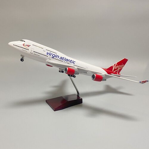 47cm带轮带灯英国维珍航空波音B747飞机模型摆件英航747航模礼物 - 图3