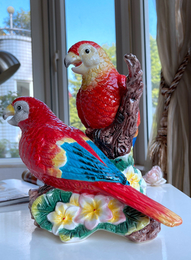 方亚陶瓷奢华家居装饰鹦鹉摆件