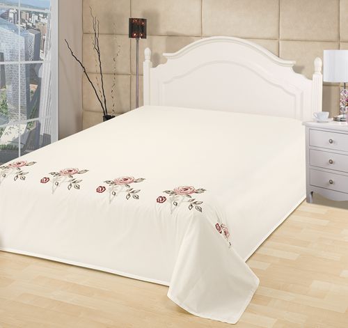 外贸原单纯棉全棉双人床1.5米1.8米2米床用绣花床单枕套三件套 - 图0