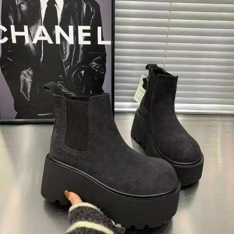 2025秋冬单棉同款磨砂皮厚底松糕马丁靴女复古增高烟筒切尔西短靴,淘宝优惠券,粉丝福利购,淘宝优惠卷