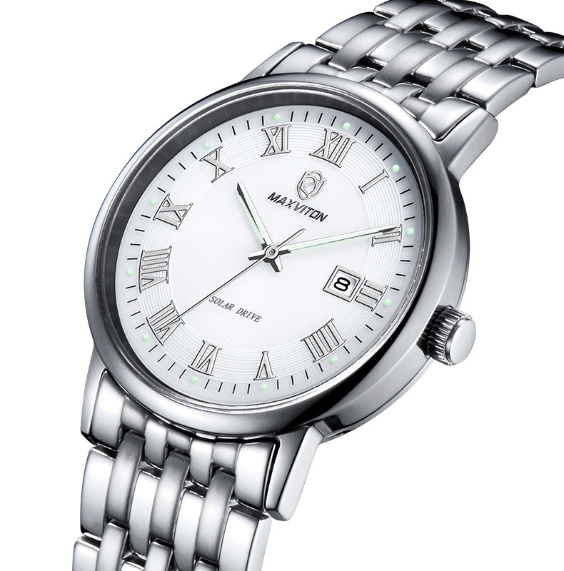 玛斯威顿光能男薄款防水夜光手表 玛斯威顿国产腕表