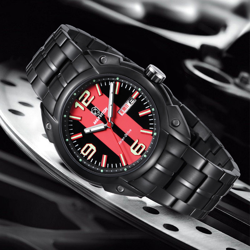 玛斯威顿大表盘男光能表时尚男表 玛斯威顿国产腕表