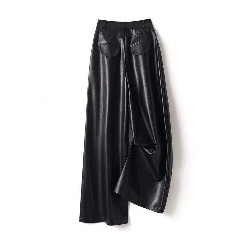 海宁真皮皮裤女高腰绵羊皮长裤2025秋冬新款阔腿裤韩版显瘦直筒裤,淘宝优惠券,粉丝福利购,淘宝优惠卷