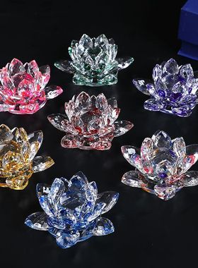 水晶玻璃莲花摆件手机眼镜