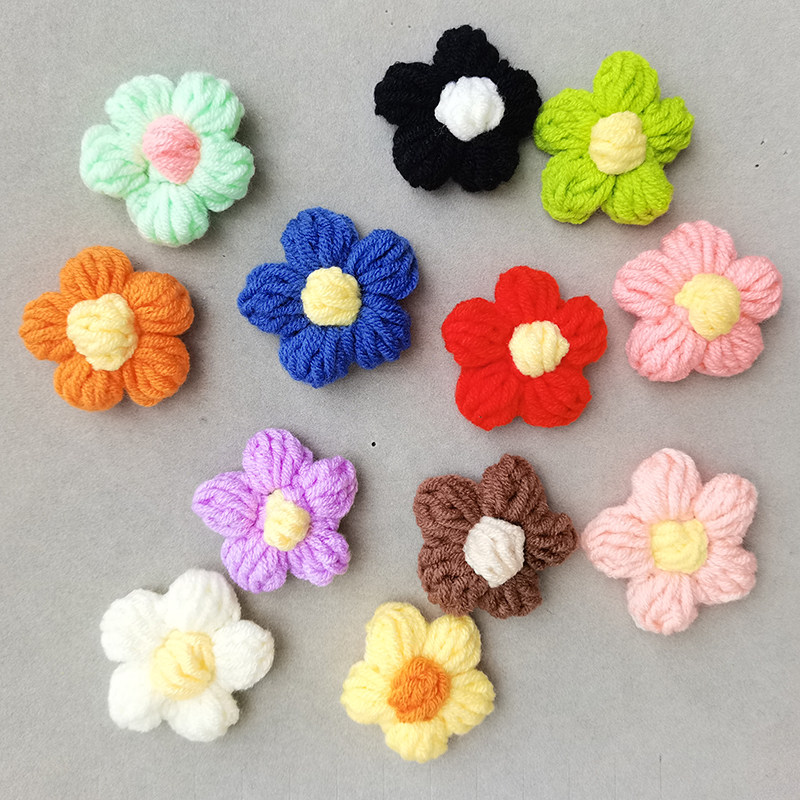 成品可爱泡芙棉线装饰彩色小红花胸针少女心毛线花朵包包挂件衣服,淘宝优惠券,粉丝福利购,淘宝优惠卷