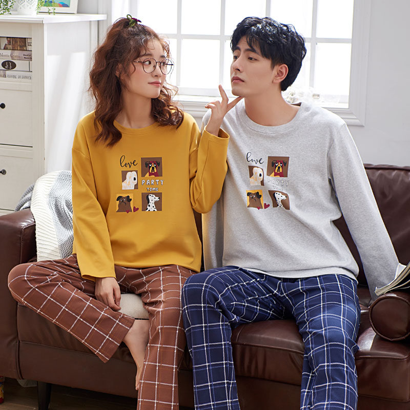 【淘抢购】秋季棉质情侣长袖卡通睡衣 伊滕雪睡衣/家居服套装