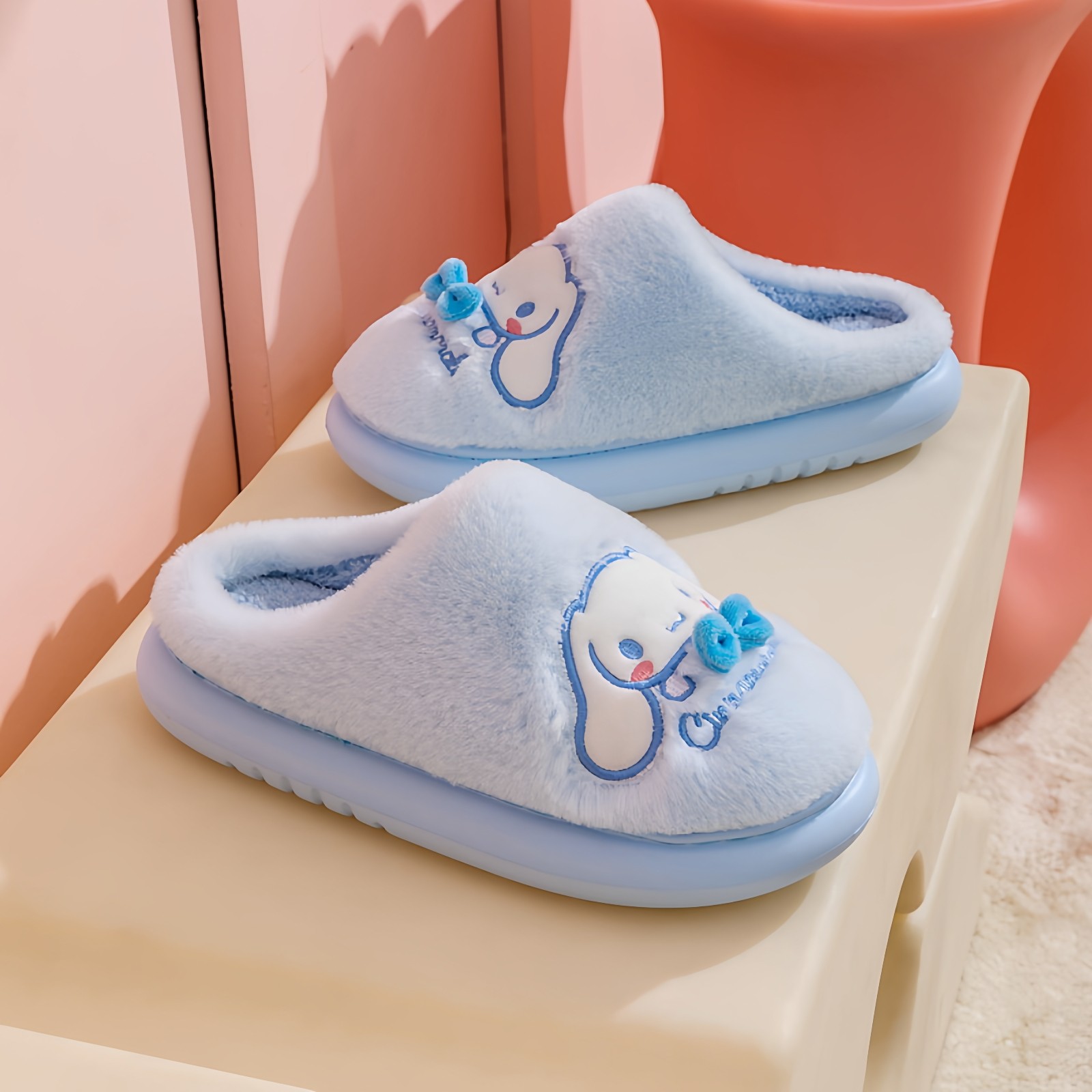 三丽鸥美乐蒂 库洛米女亲子棉拖鞋冬季中大童毛绒拖鞋儿童保暖鞋,淘宝优惠券,粉丝福利购,淘宝优惠卷