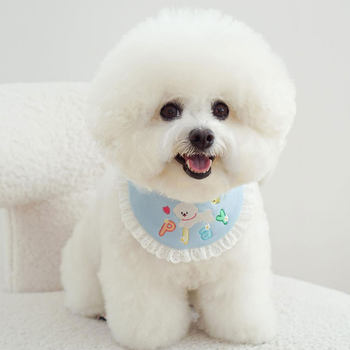 Pet dog and cat saliva scarf neck collar cute lace embroidered triangle scarf puppy Teddy Bichon anti-dirty bib