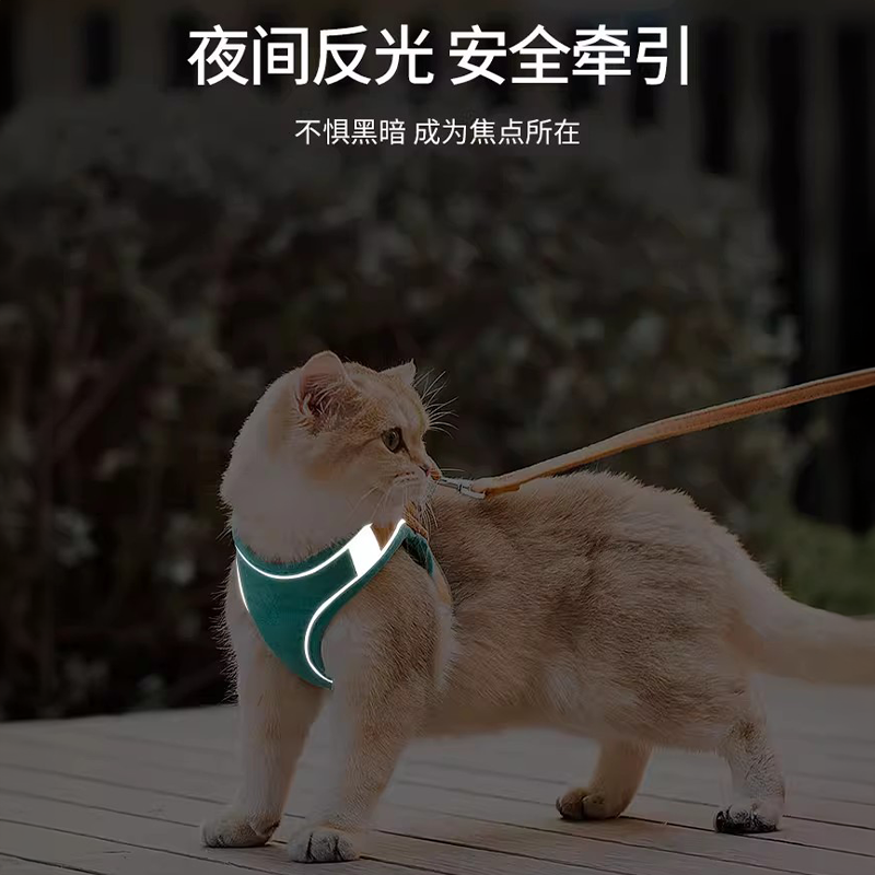 猫咪牵引绳防挣脱外出专用遛猫绳溜猫链子宠物背心式胸背带幼猫,淘宝优惠券,粉丝福利购,淘宝优惠卷