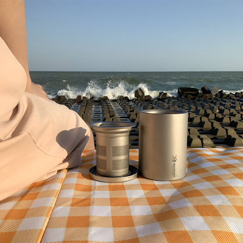 银蚁纯钛快客杯双层单人180ml旅行茶具户外茶具泡茶器泡茶壶,淘宝优惠券,粉丝福利购,淘宝优惠卷