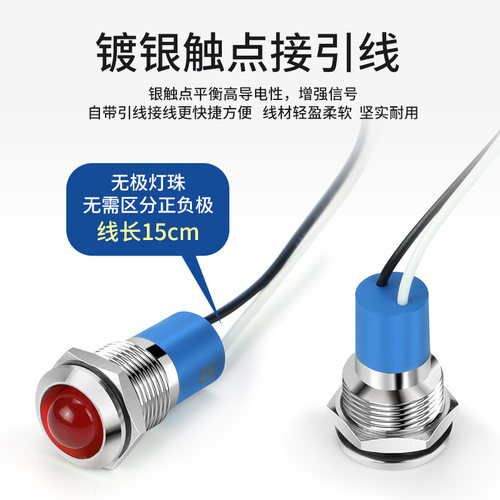 16mm 金属LED光源指示灯信号灯设备工作指示电压12v24v220v - 图2