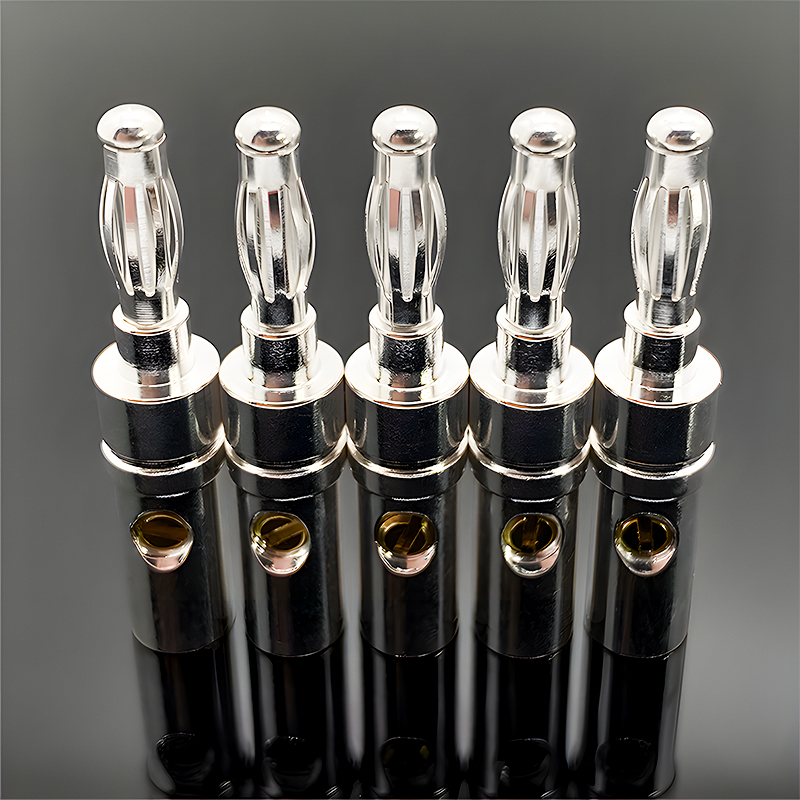 高端镀银香蕉插头螺丝接线音箱接线柱黄铜免焊喇叭DIY音质HIFI - 图1