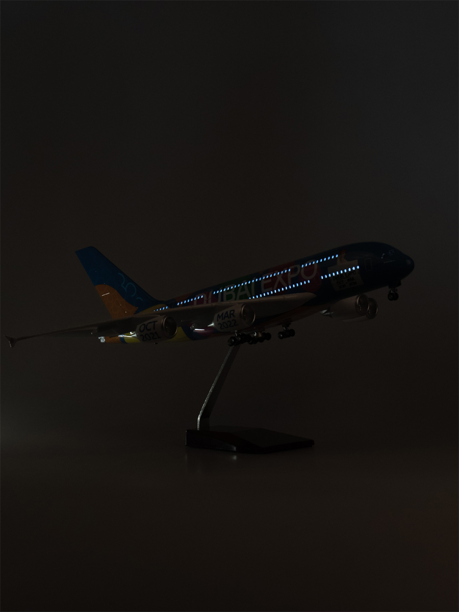 【带轮子带灯】仿真拼装阿联酋航空A380客机飞机模型2022世博民航 - 图2