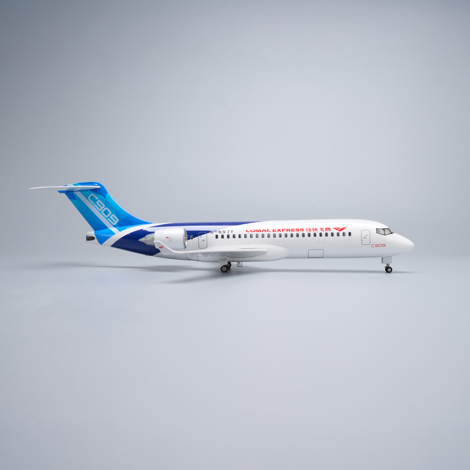 【带轮子带灯】商飞快线C909仿真民航飞机模型客机航空ARJ21摆件 - 图3