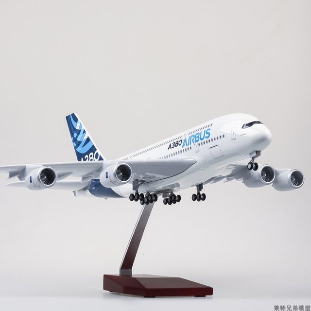 Simulated aircraft model A380 prototype with wheels