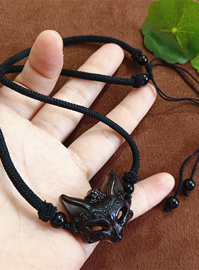 国风狐狸面具吊坠冰曜石古风耳饰手链发簪材料配件汉服流苏滴流