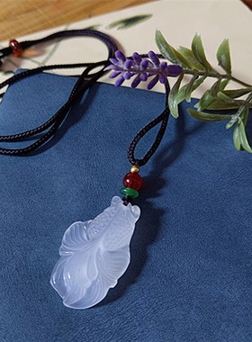 男女情侣玉髓金鱼玛瑙白粉紫红色