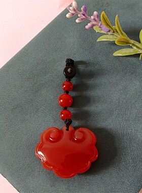 儿童玛瑙玉髓如意锁吊坠