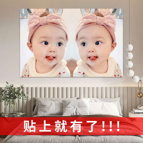 宝宝画报助孕墙贴年画娃娃送子图龙凤双胞胎图片备孕海报婴儿男女
