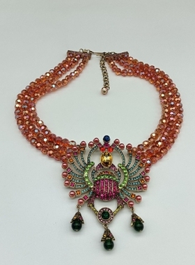 莉杭重工打标款万圣节活动主题精品宝石蜘蛛项链