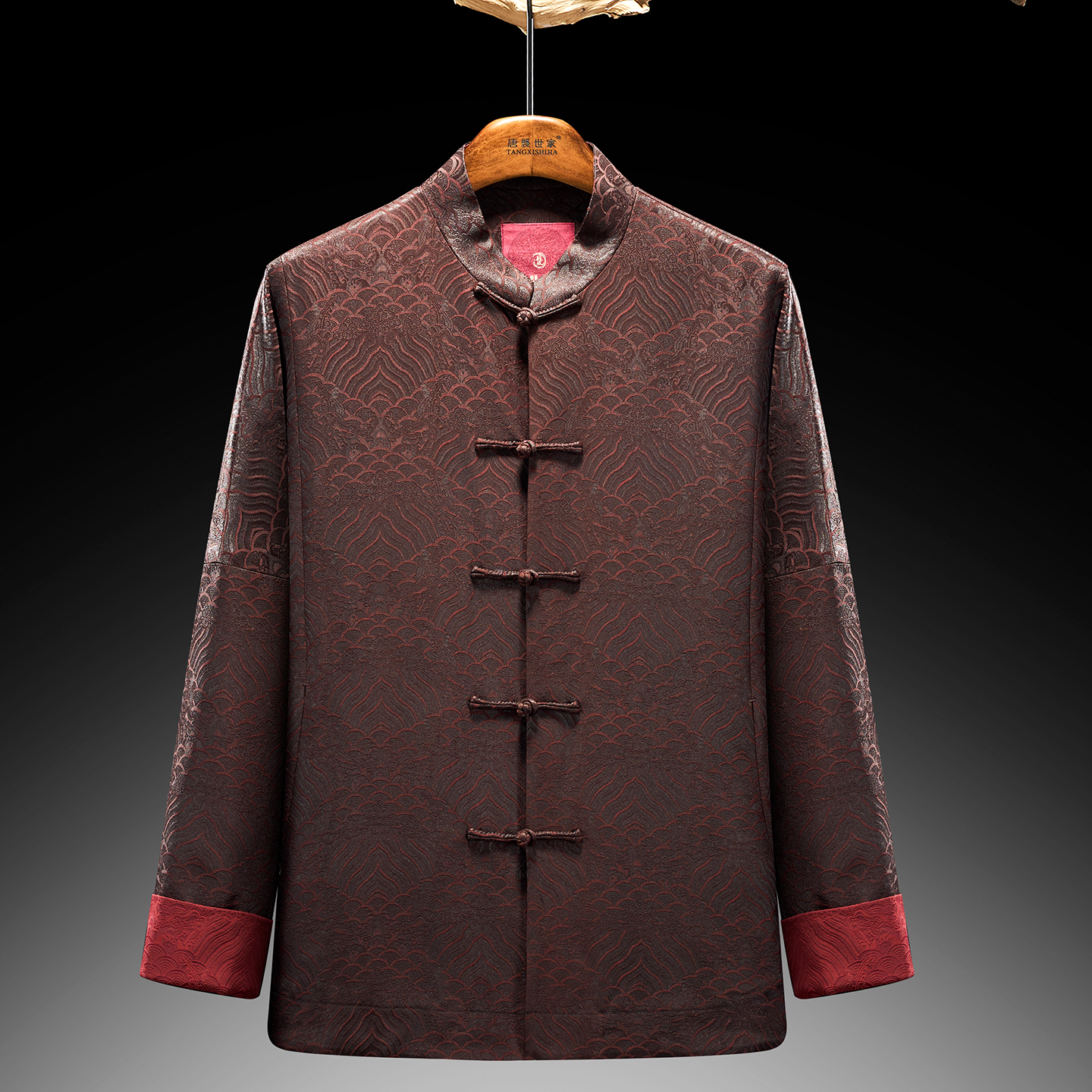 唐袭世家中式香云纱中青年唐装男春秋季长袖外套国风立领盘扣上衣,淘宝优惠券,粉丝福利购,淘宝优惠卷