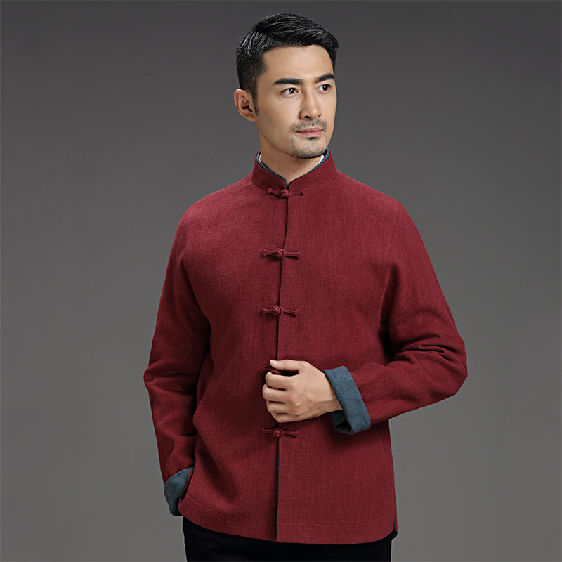 唐装男中式长袖外套中青年棉麻春秋季男装中国风复古盘扣汉服套装,淘宝优惠券,粉丝福利购,淘宝优惠卷