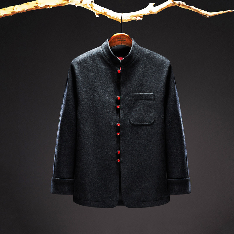 中国风复古休闲立领唐装男中青年春秋外套长袖中山装盘扣汉服套装,淘宝优惠券,粉丝福利购,淘宝优惠卷