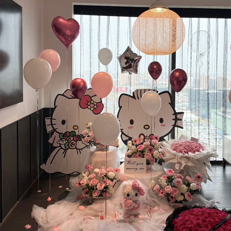 HelloKitty求婚室内布置装饰氛围感场景浪漫表白酒店背景不要气球,淘宝优惠券,粉丝福利购,淘宝优惠卷