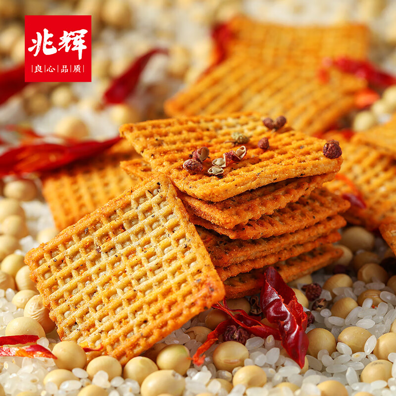 兆辉（ZHAOHUI）花椒锅巴 藤椒味 320g/袋 办公室网红膨化食品休 - 图0