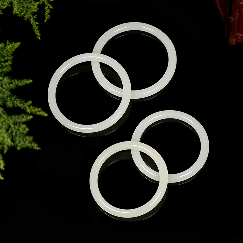 新疆和田白玉羊脂级白玉细条圆条玉镯子玉器昆仑白玉细款送女友镯,淘宝优惠券,粉丝福利购,淘宝优惠卷